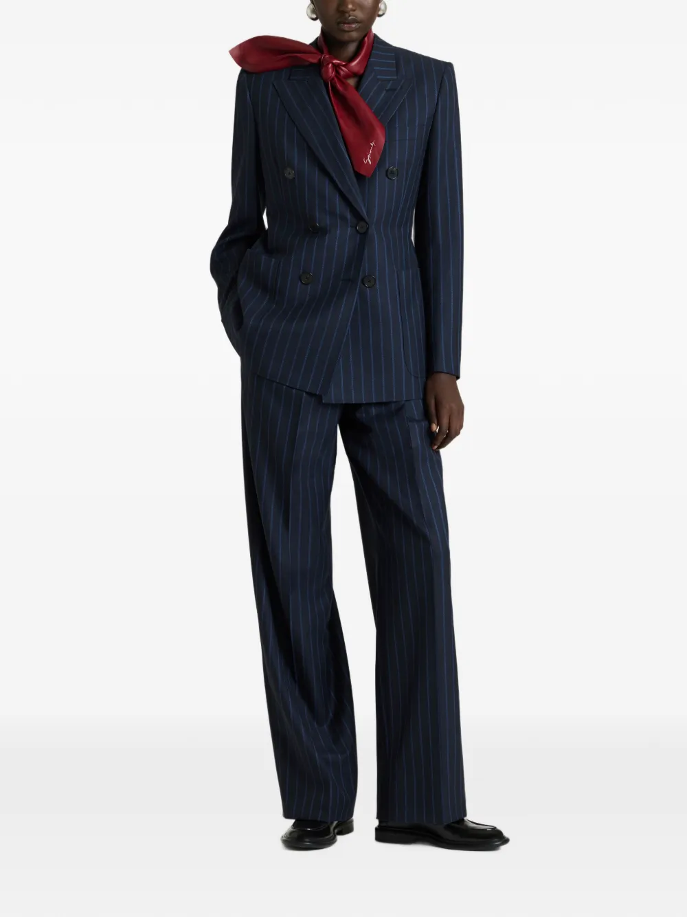 Givenchy Double-breasted striped jacket in wool Blauw