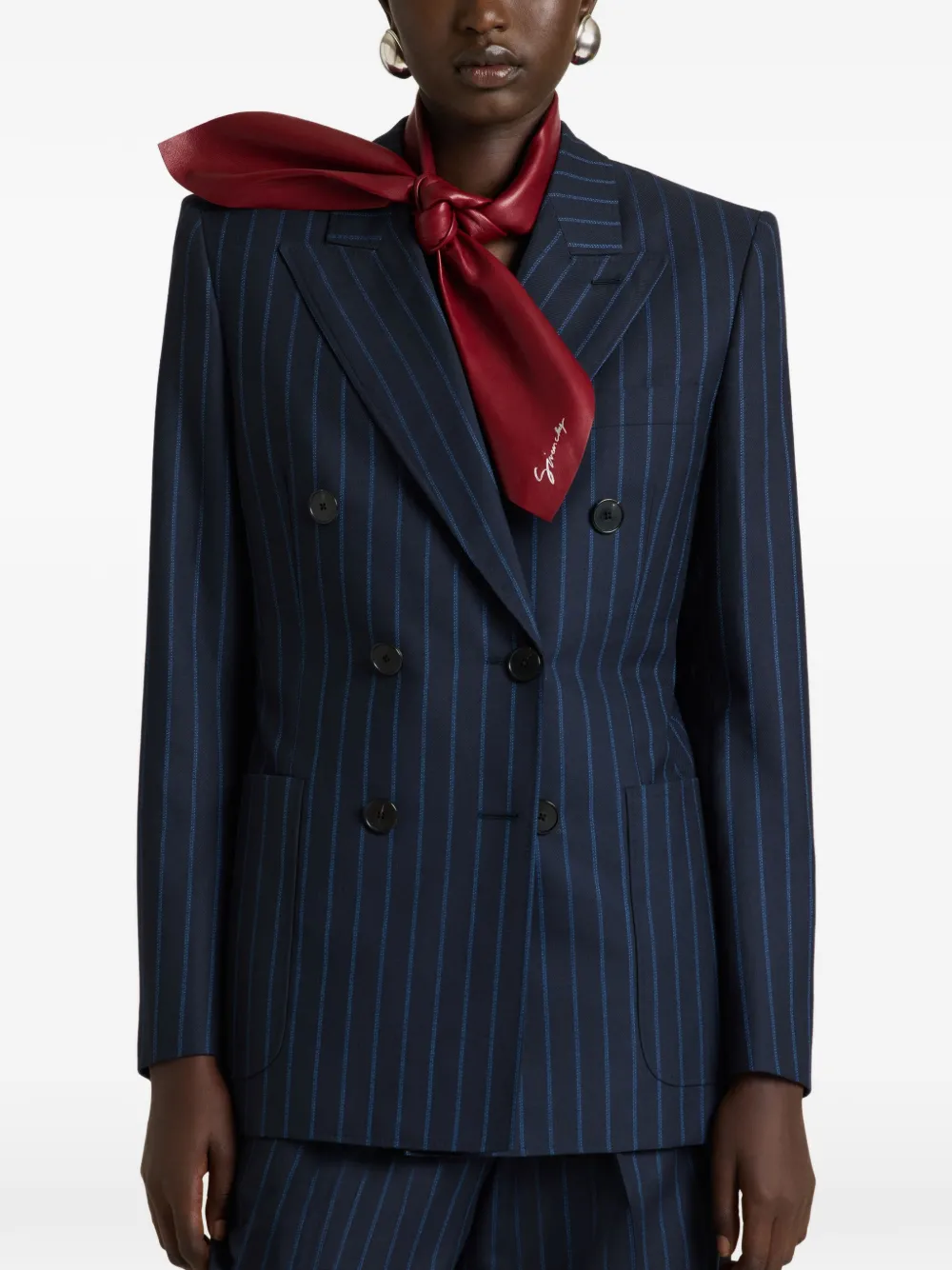 Givenchy Double-breasted striped jacket in wool Blauw