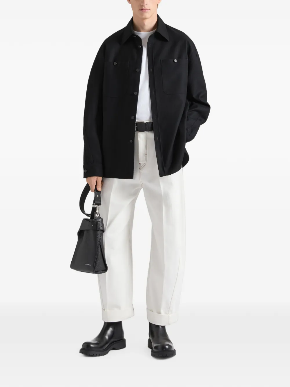Givenchy Couture Seam flanellen shirtjack Zwart