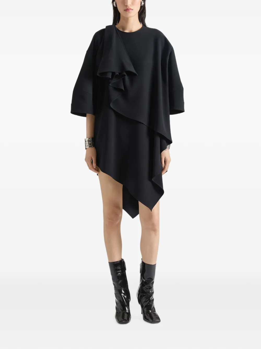Givenchy Asymmetrische crêpe cady jurk met strik-detail Zwart