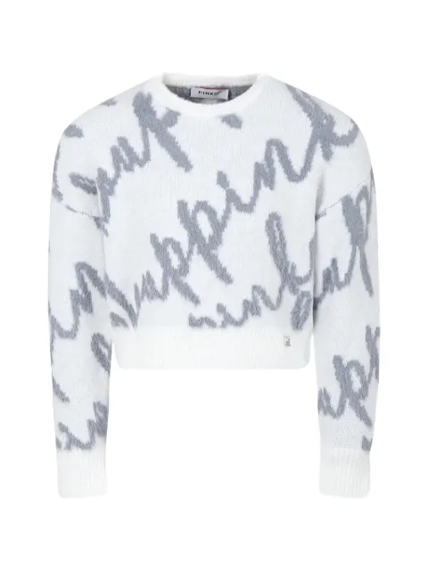 Pinko Kids logo-intarsia knitted sweater