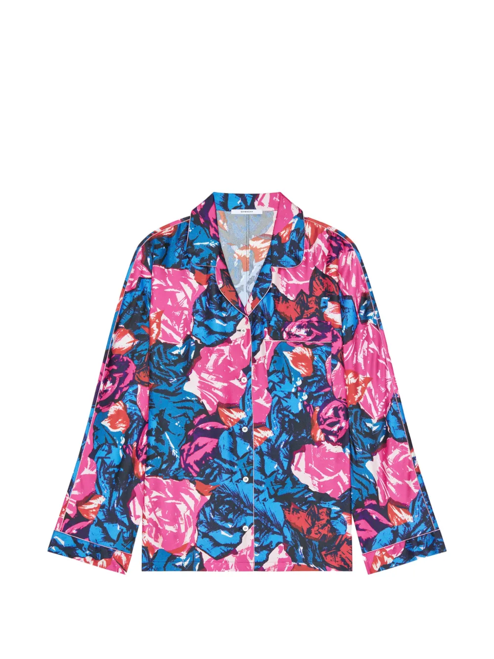 Givenchy Zijden pyjamashirt met bloemen-print Blauw