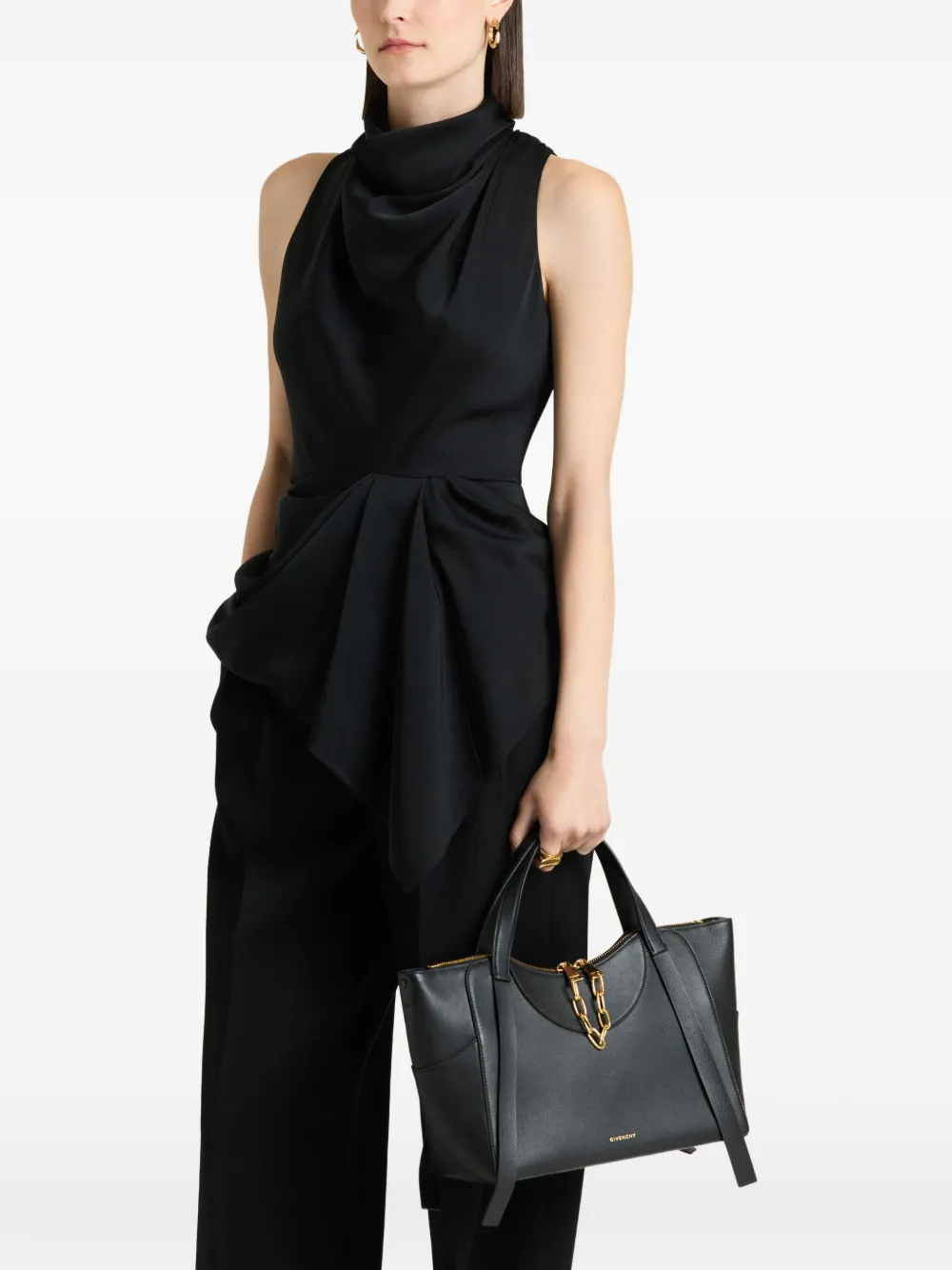 Givenchy Crêpe satijnen gedrapeerde top Zwart