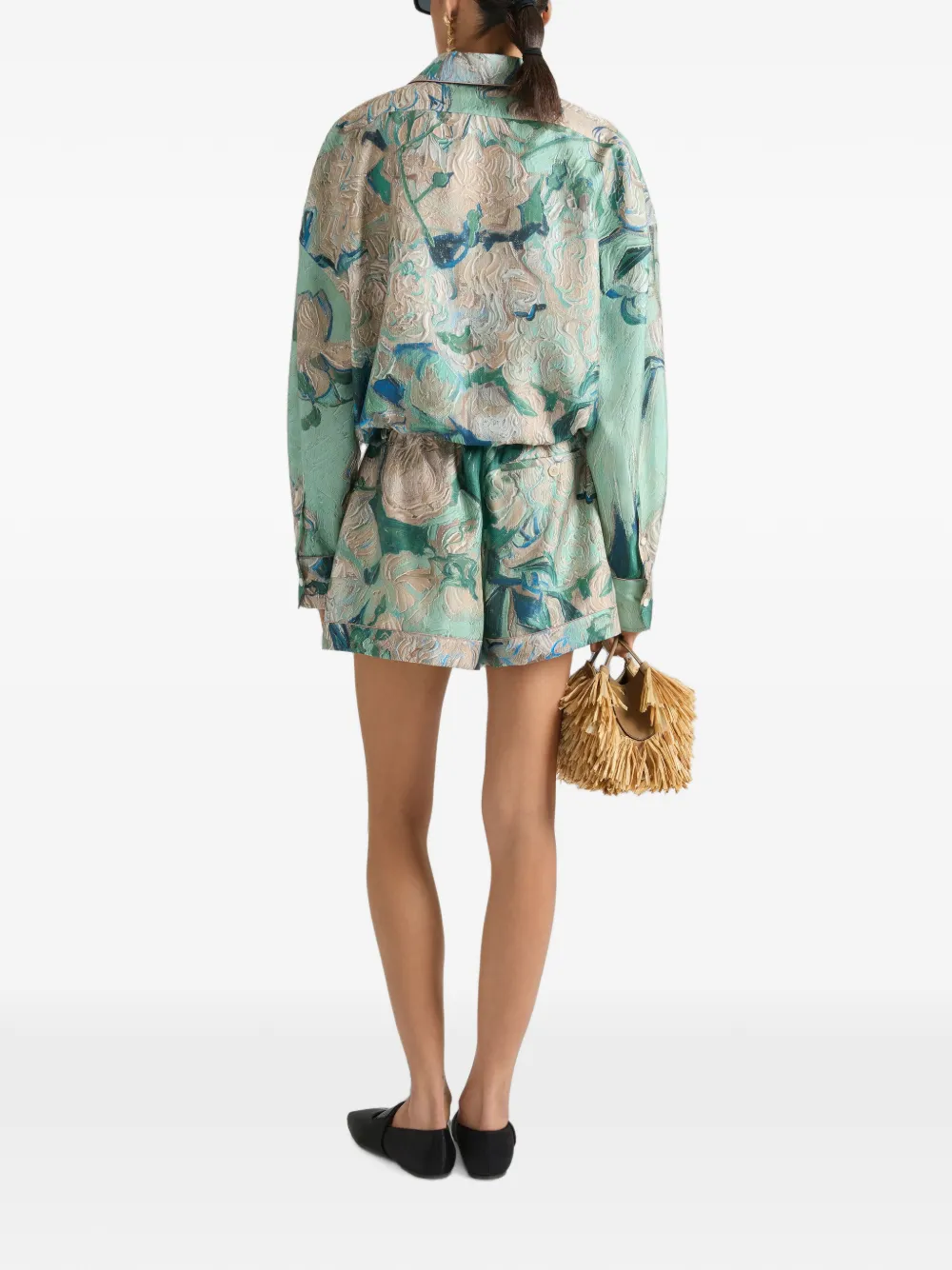 Givenchy Zijden shorts met rozen-print Groen