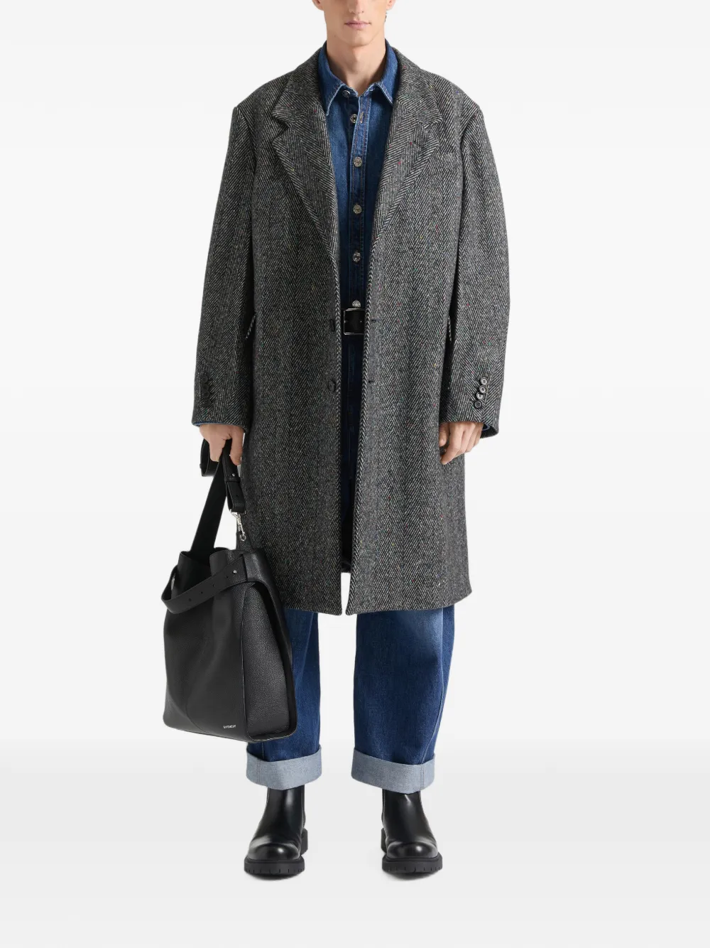 Givenchy Wollen jas met visgraat-patroon Zwart