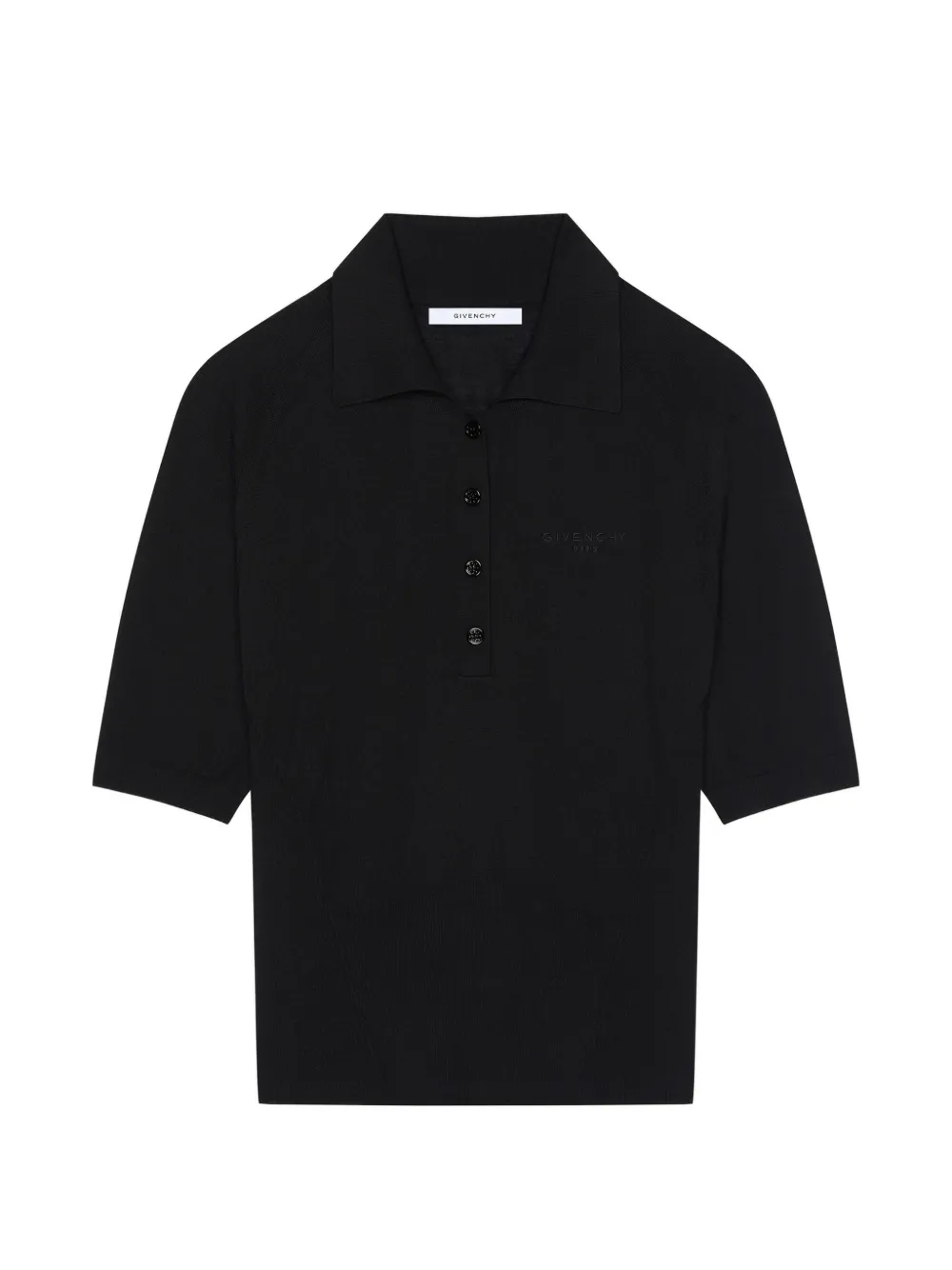 Givenchy Cropped Polo In Second Skin Effect Knit In Black