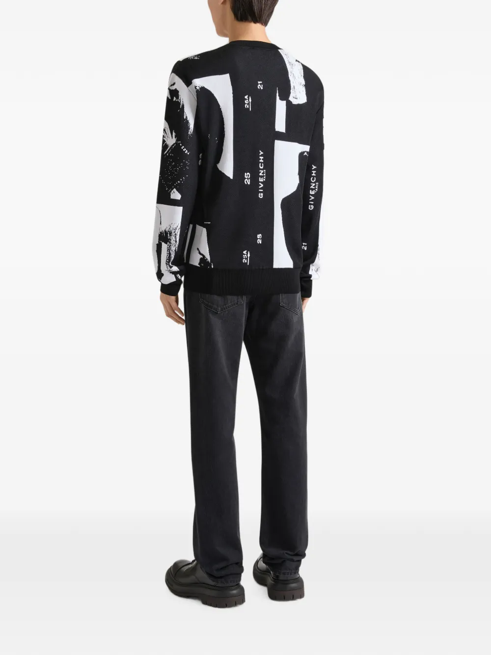 Givenchy sweater in knit with photographic negative jacquard Zwart