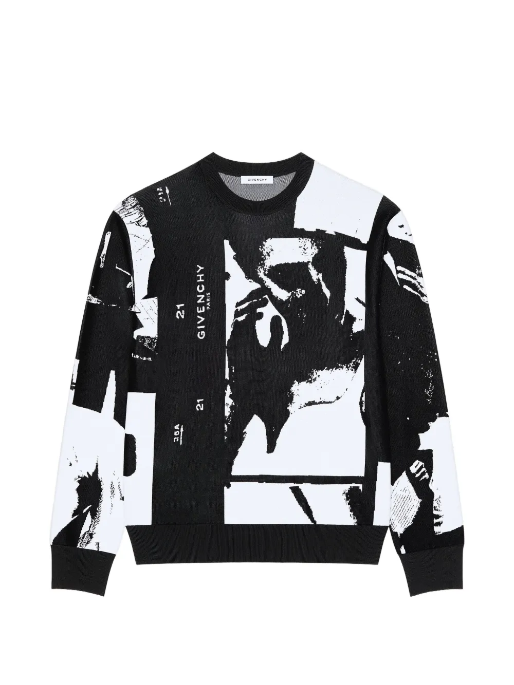 Givenchy sweater in knit with photographic negative jacquard Zwart