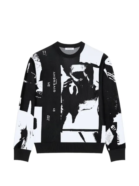 Givenchy sweater in knit with photographic negative jacquard