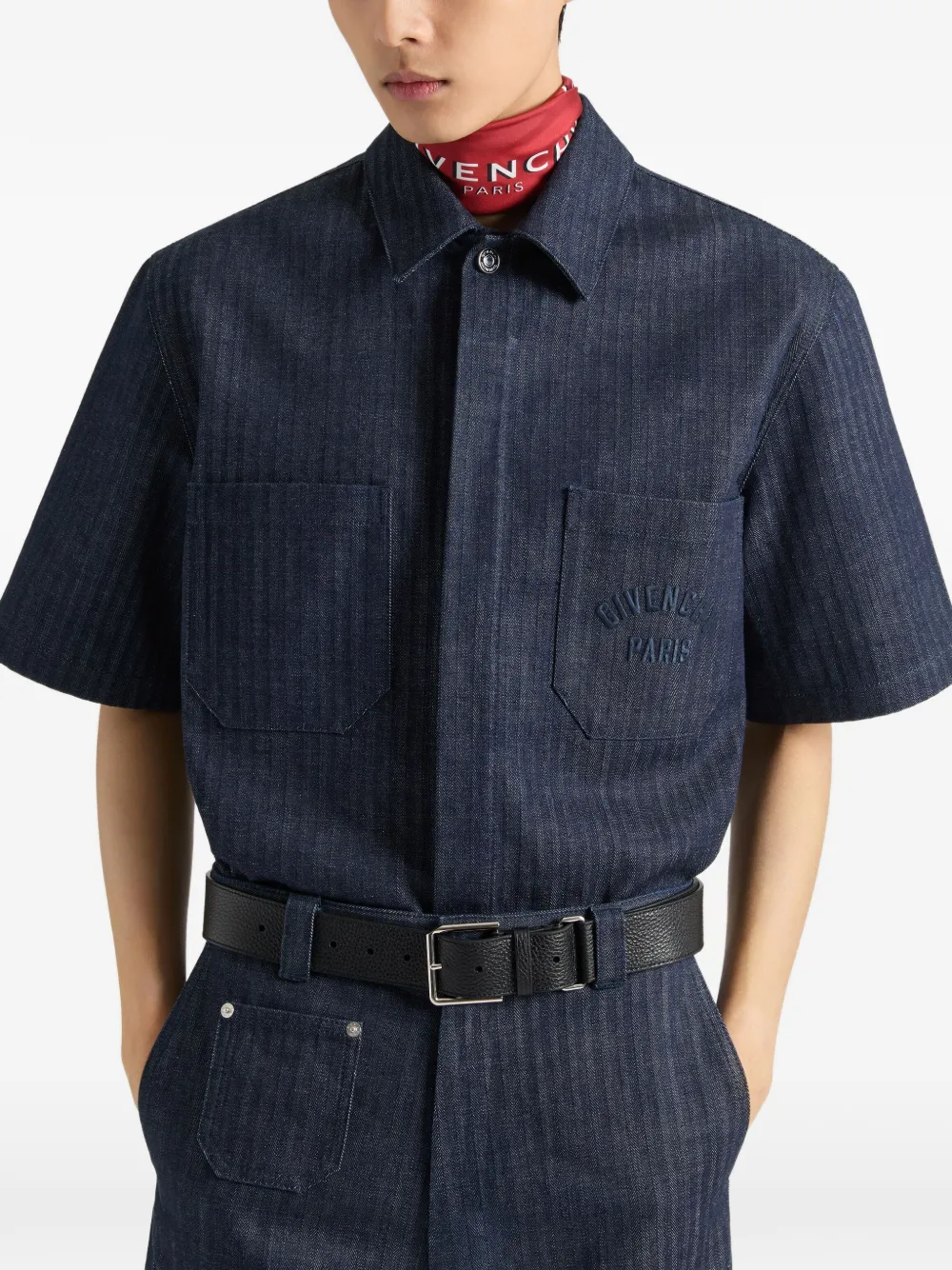 Givenchy Denim blouse met visgraat-patroon Blauw