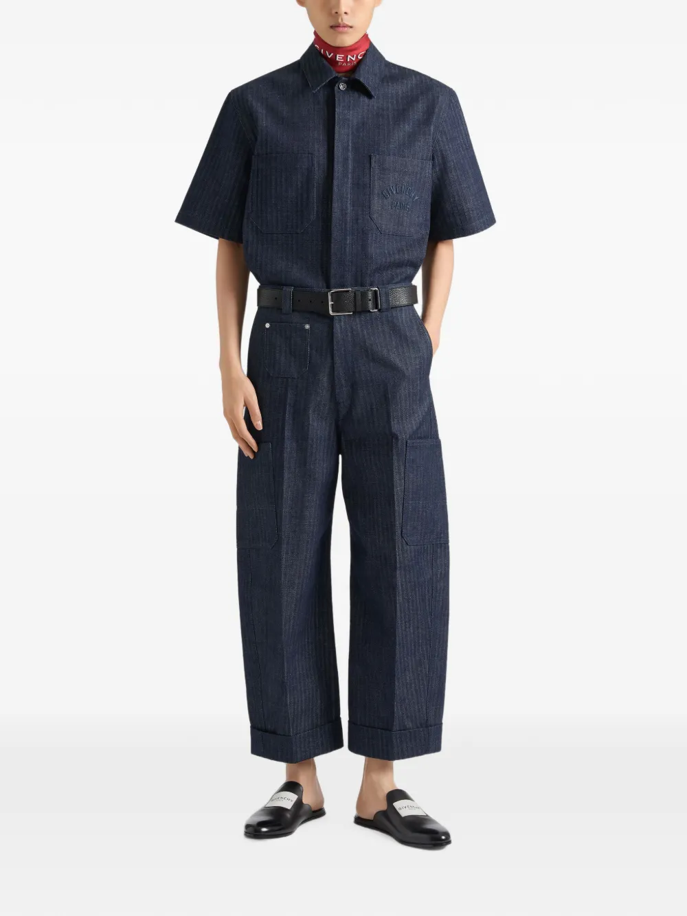 Givenchy Denim blouse met visgraat-patroon Blauw