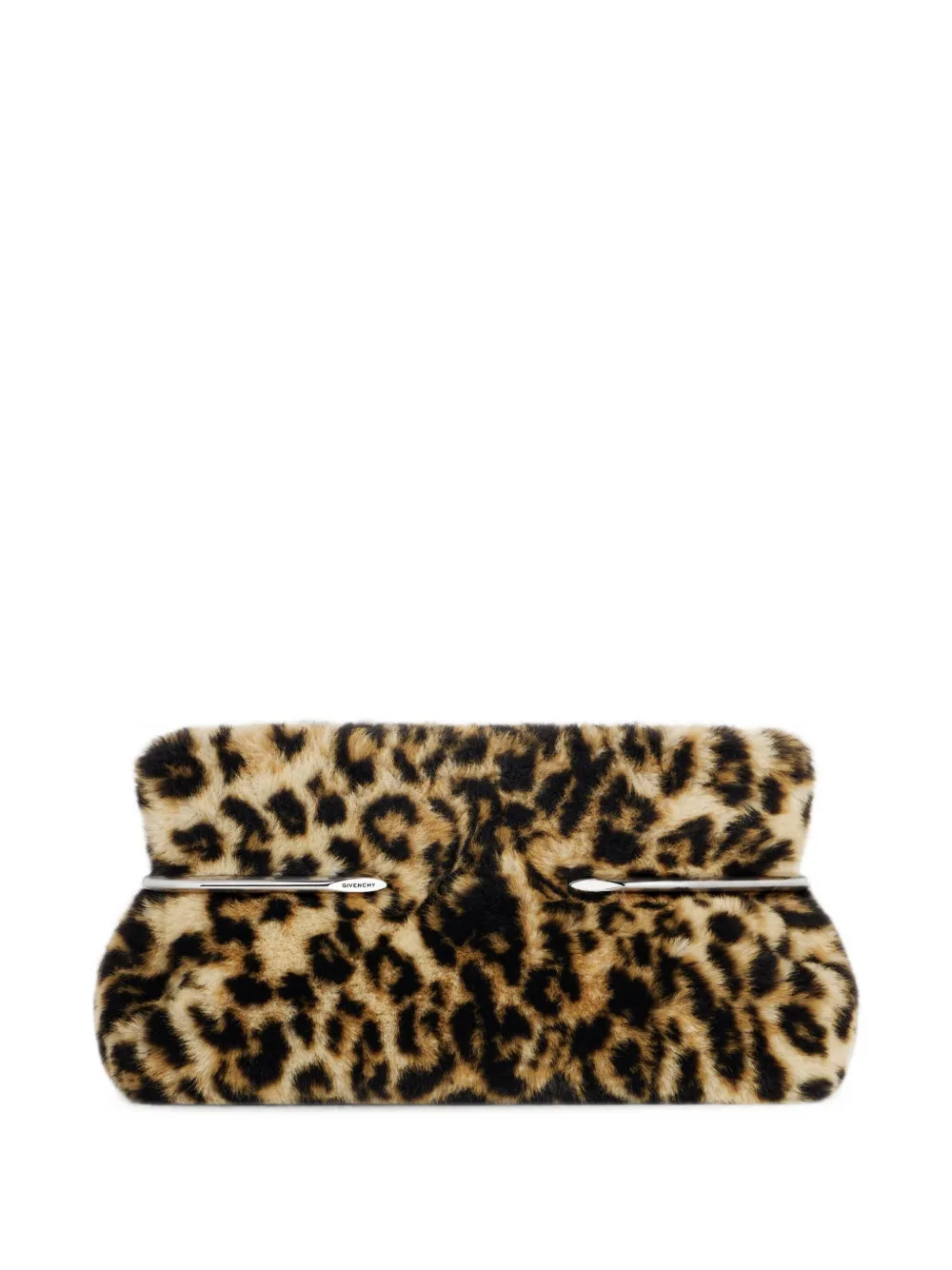 Givenchy Pinch Soft clutch met lammy effect en luipaard-print Beige
