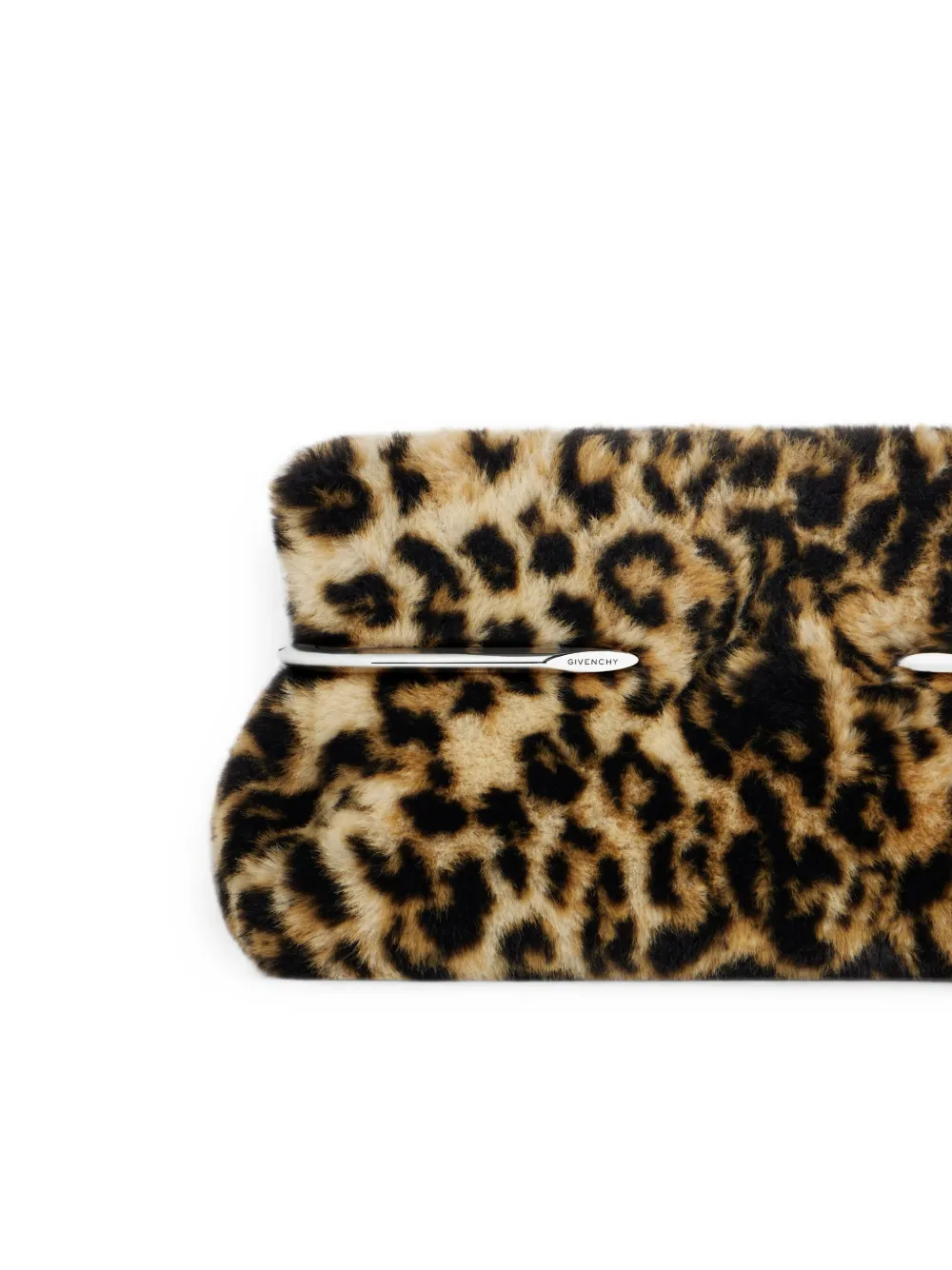 Givenchy Pinch Soft clutch met lammy effect en luipaard-print Beige