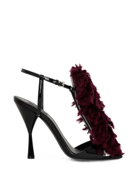 Givenchy Sandália Pompom de couro envernizado e tricô