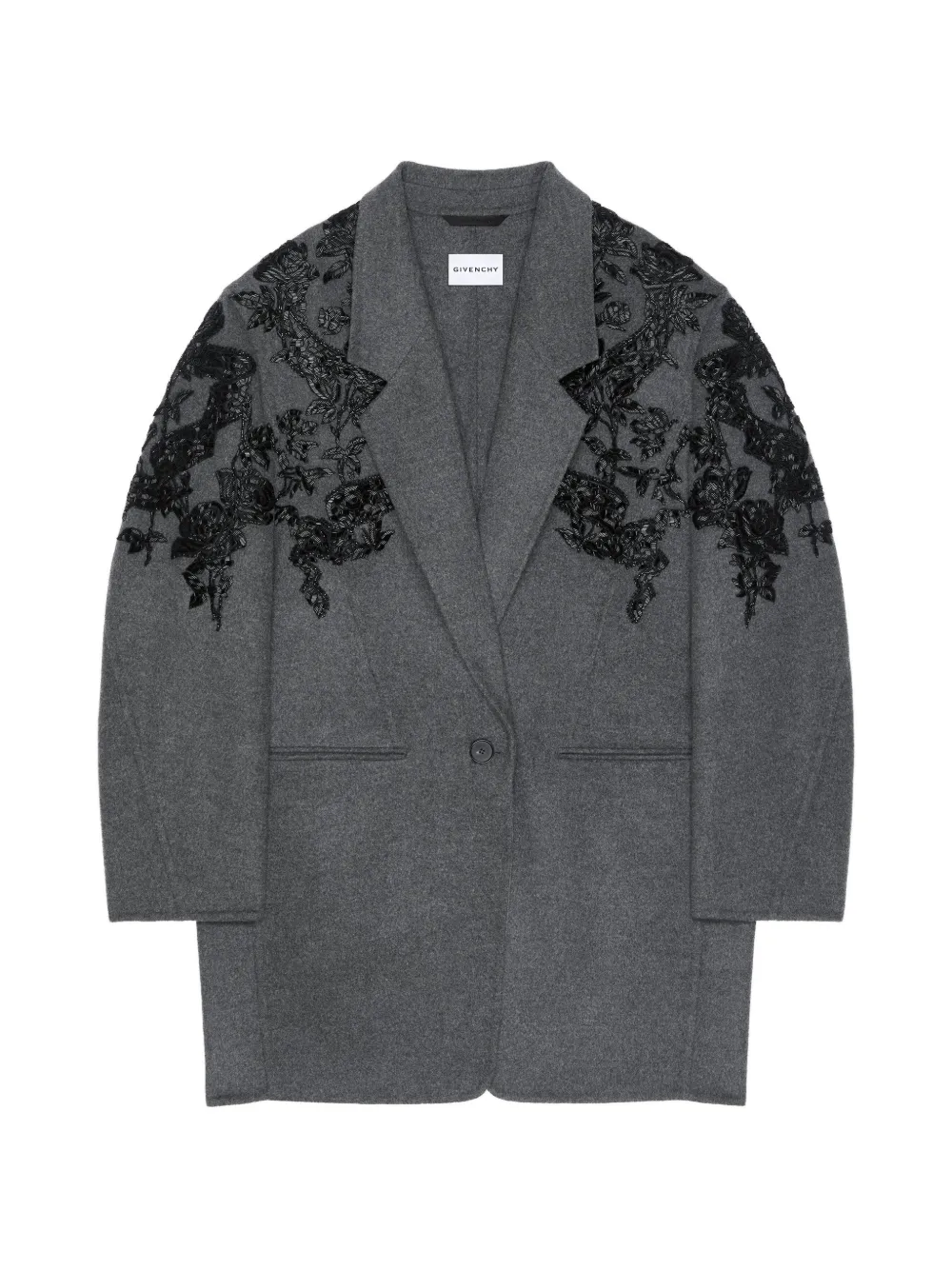 Givenchy Cappotto in lana e cashmere con ricamo - Grigio