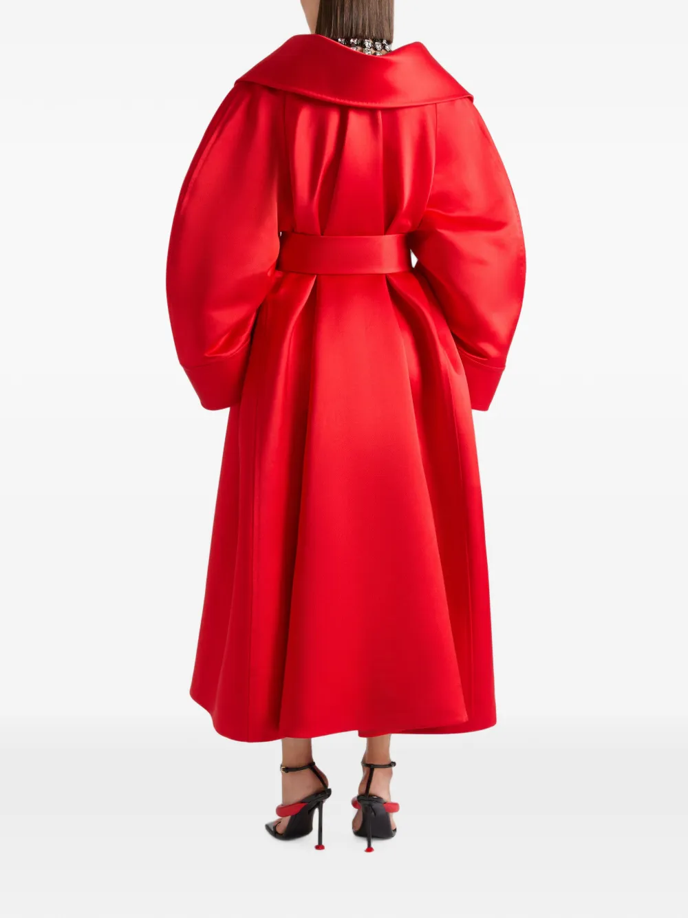 Givenchy Long Cocoon satijnen jas Rood