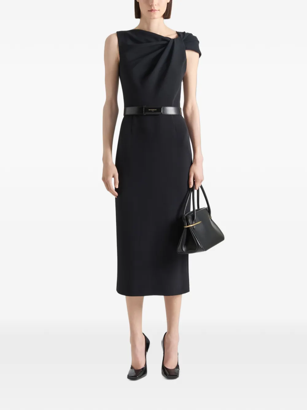 Givenchy Crêpe cady gedrapeerde kokerjurk Zwart