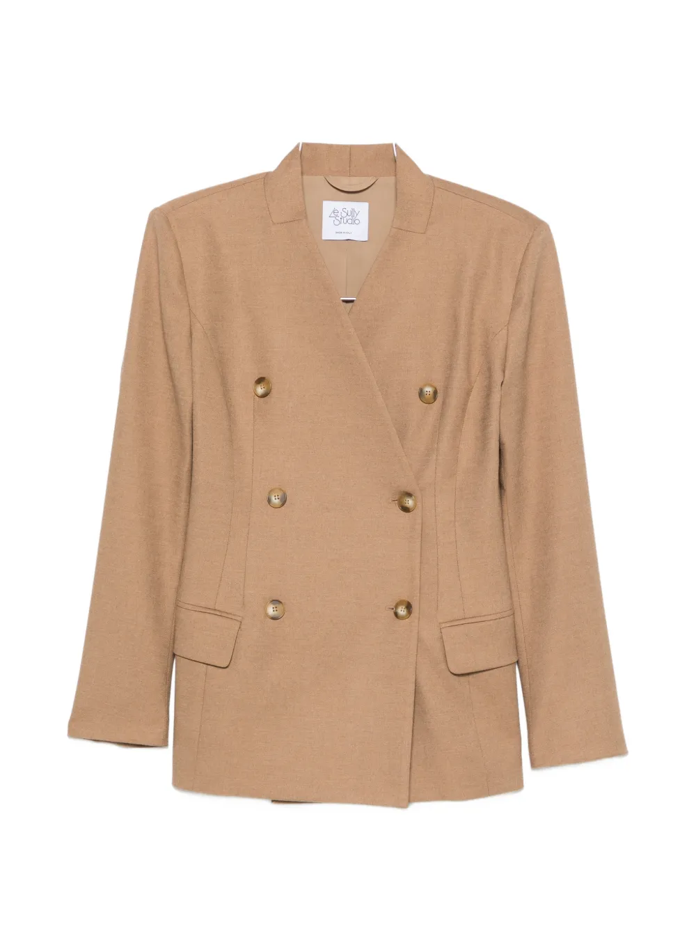LE SULLY STUDIO double-breasted padded-shoulder blazer - Nude