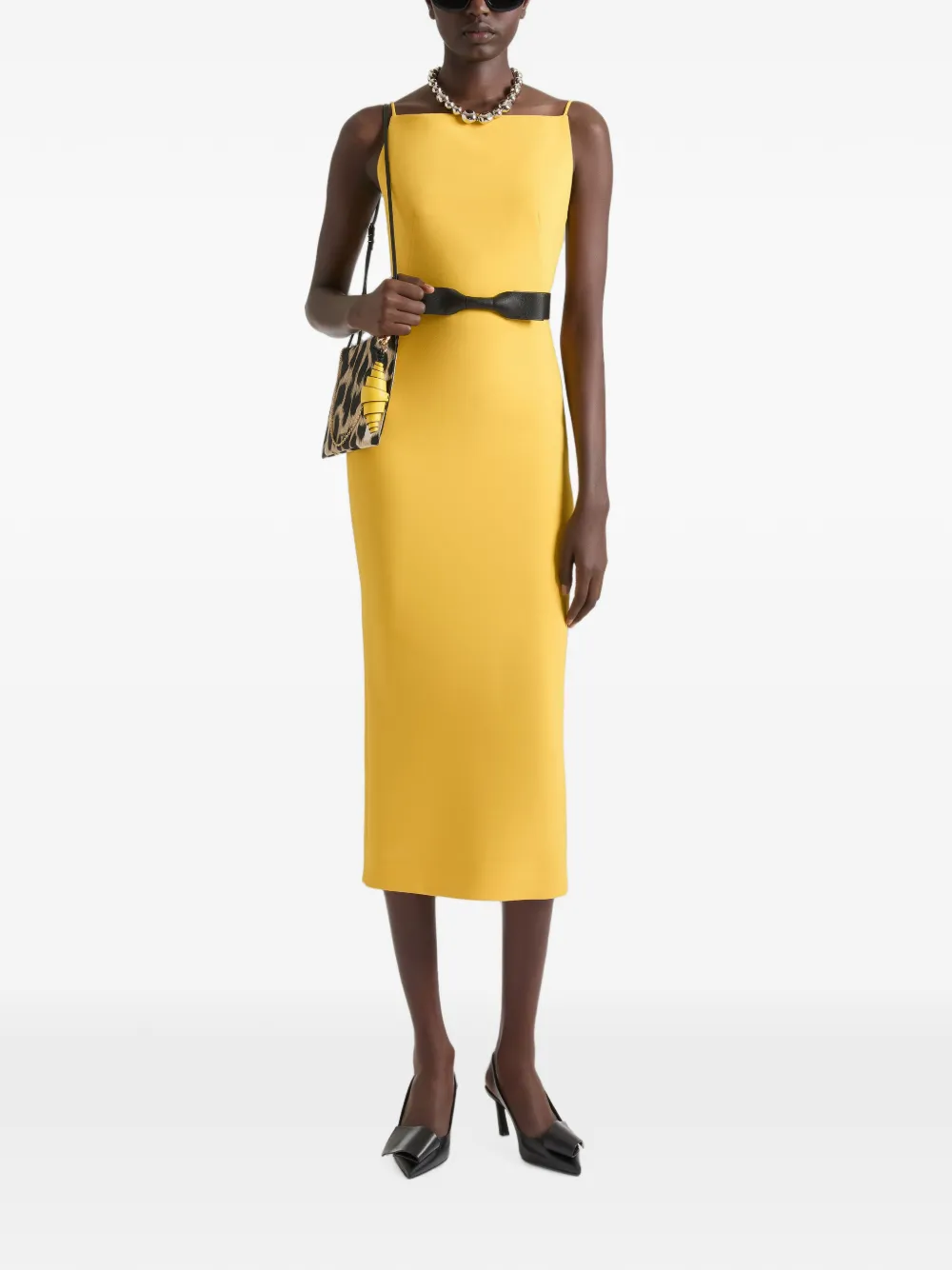 Givenchy Sliced crêpe cady midi-jurk Geel