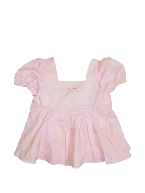Elisabetta Franchi Kids puff-sleeve logo-embroidered blouse