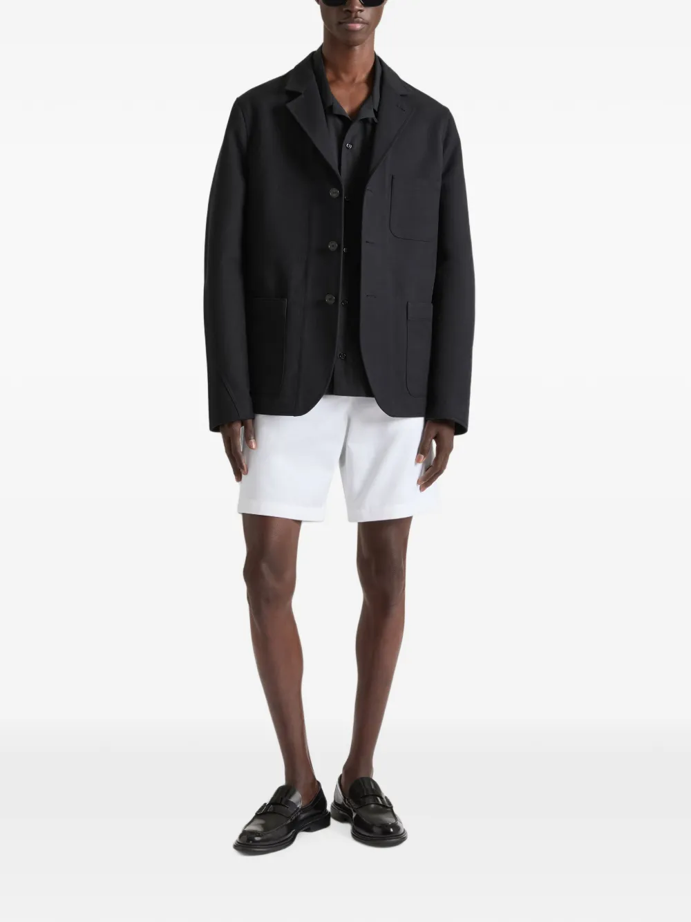 Givenchy Gedeconstrueerd katoenen jack met enkele rij knopen Zwart