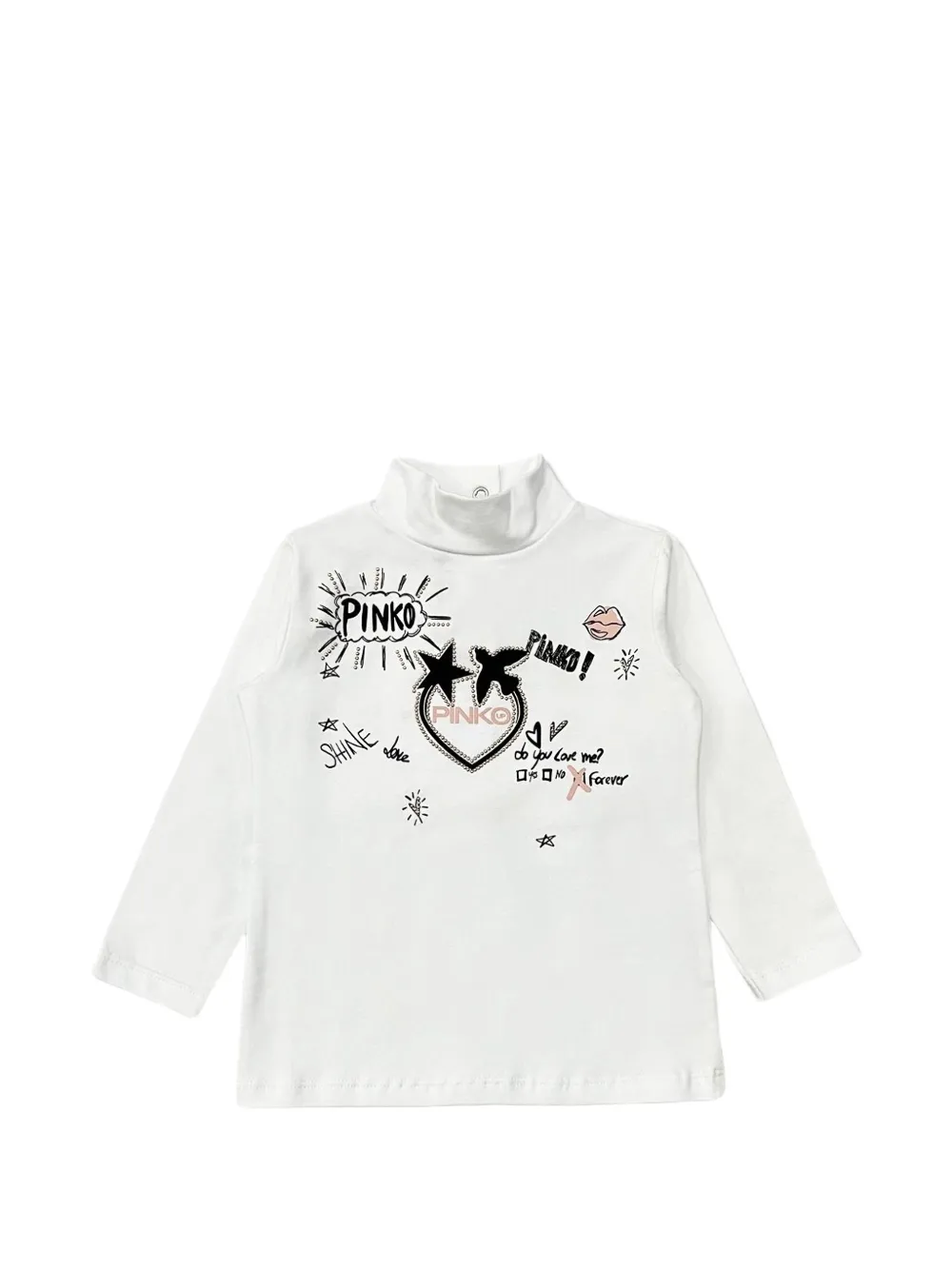 Pinko Kids T-shirt met grafische print en hoge hals Wit