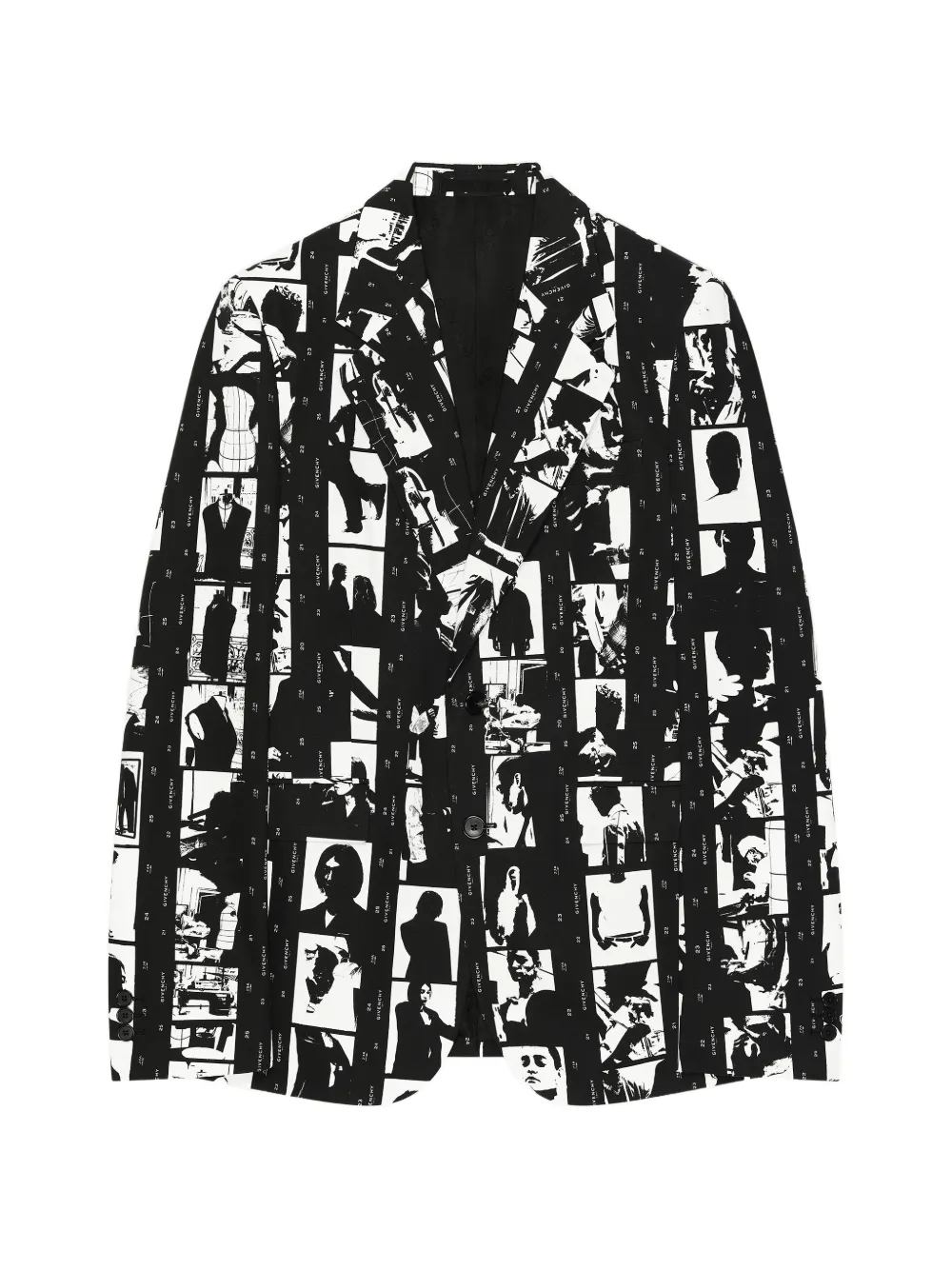 Givenchy fitted jacket in cotton with photographic negative - Black