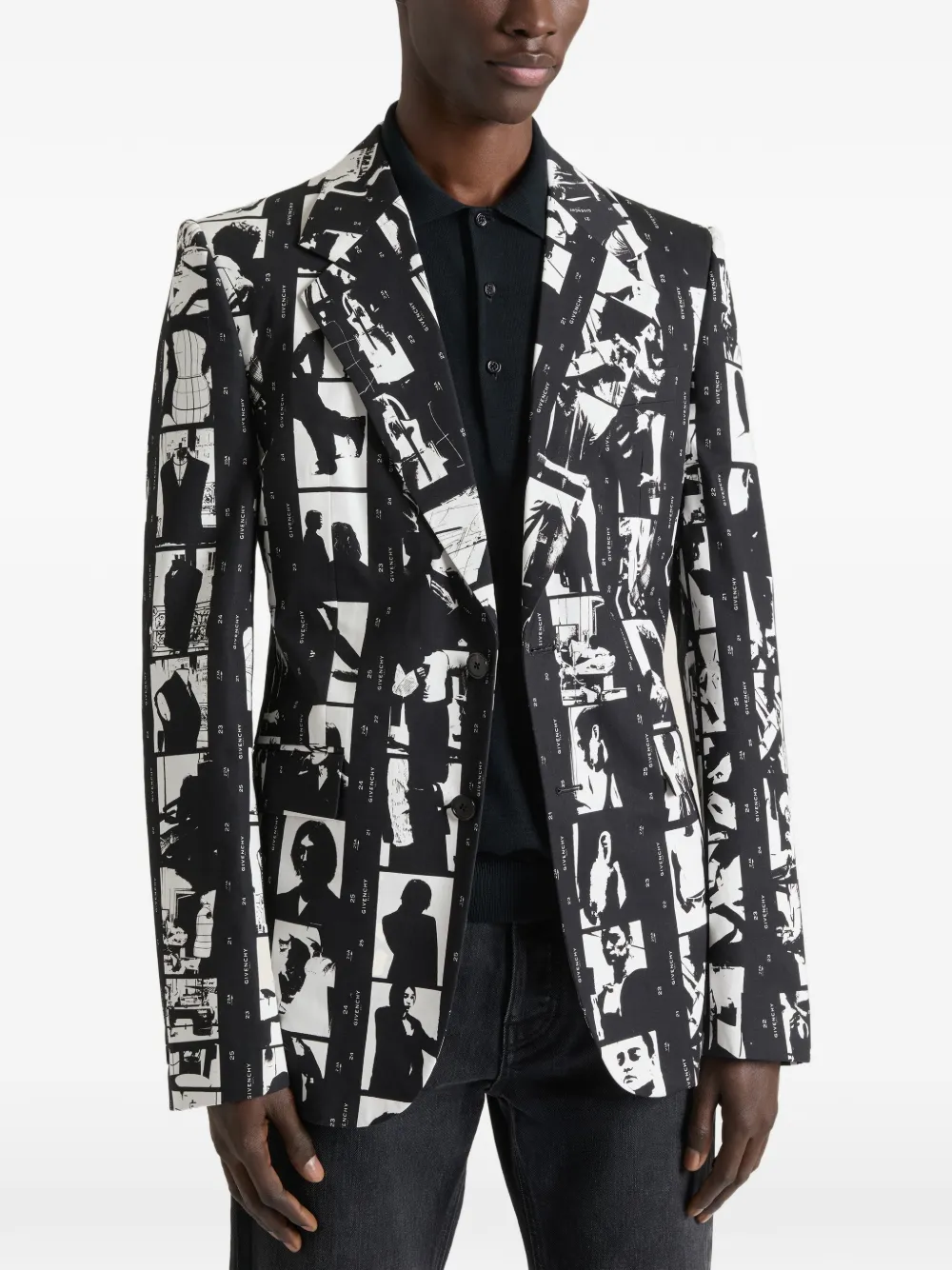 Givenchy Katoenen colbert met Photographic Negative-detail Zwart