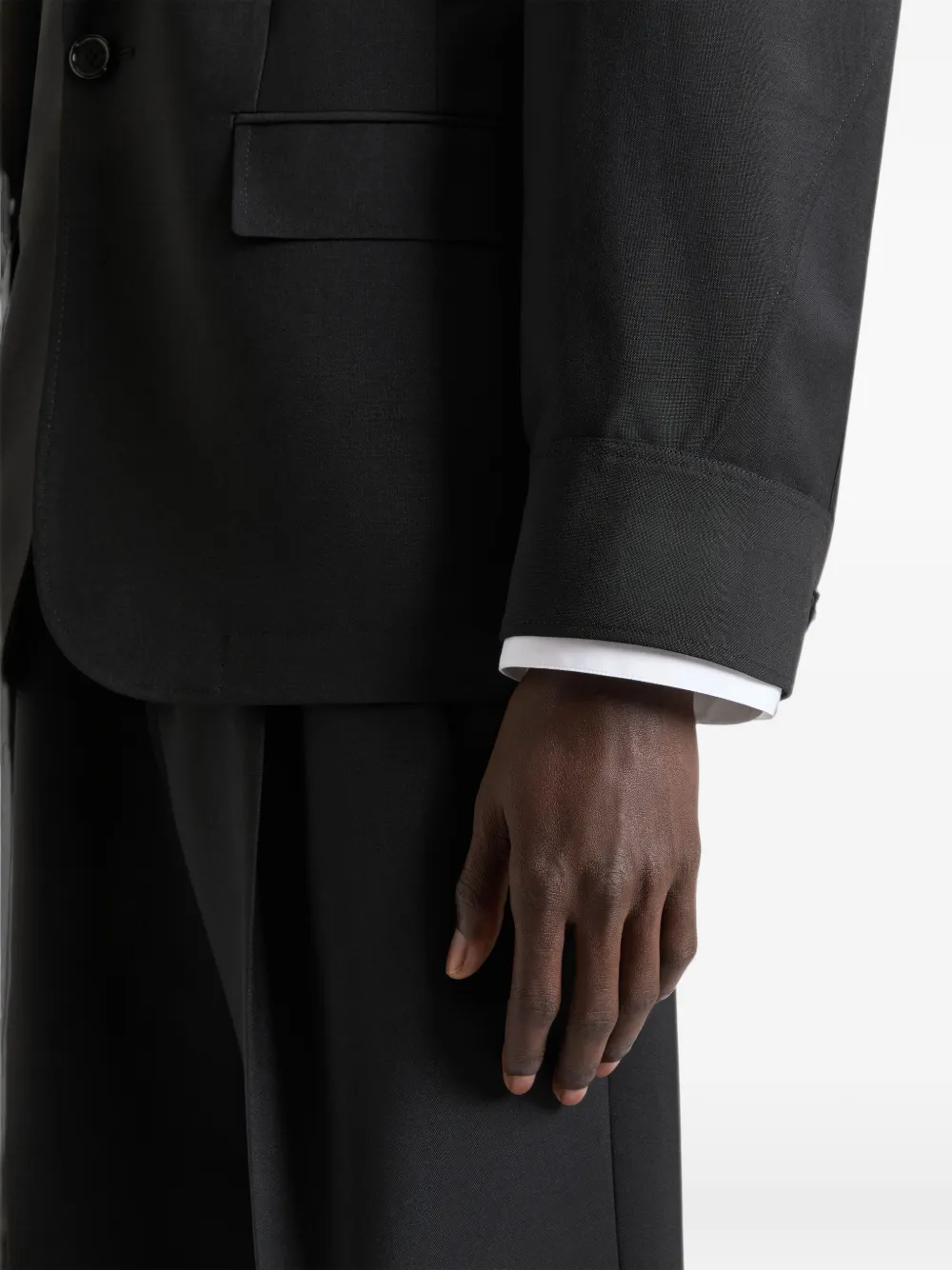 Givenchy Couture Seam wollen en mohair jack met enkele rij knopen Zwart