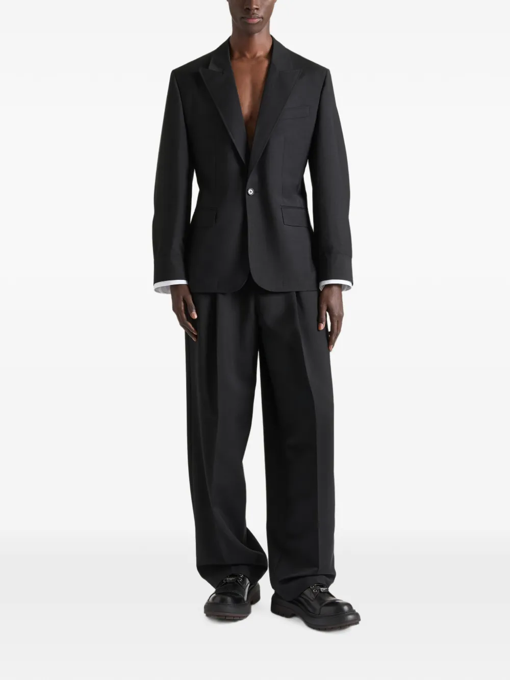 Givenchy Couture Seam wollen en mohair jack met enkele rij knopen Zwart