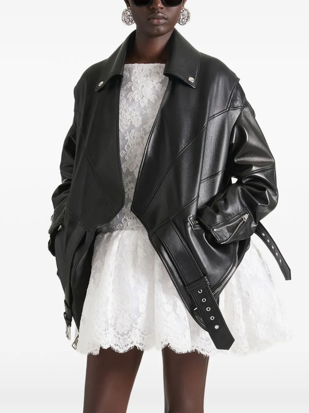 Givenchy Back-to-front leren bikerjack Zwart