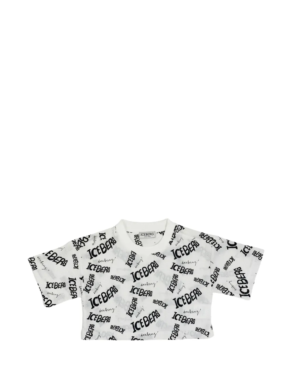 Iceberg Kids T-shirt crop con stampa - Bianco