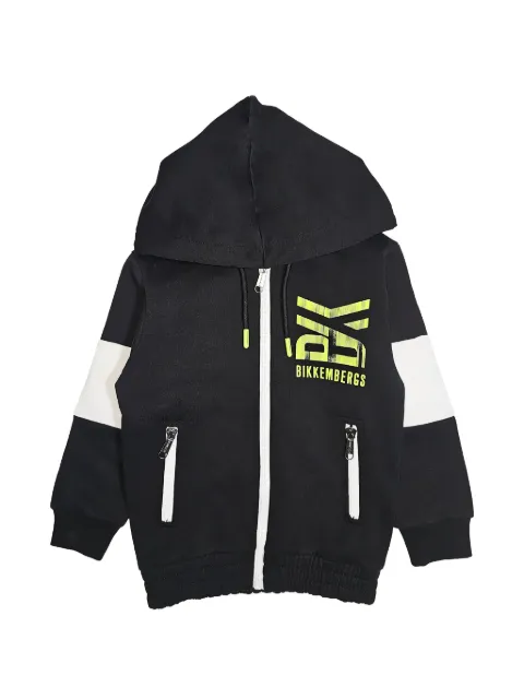 BIKKEMBERGS KIDS hoodie con cierre y logo estampado