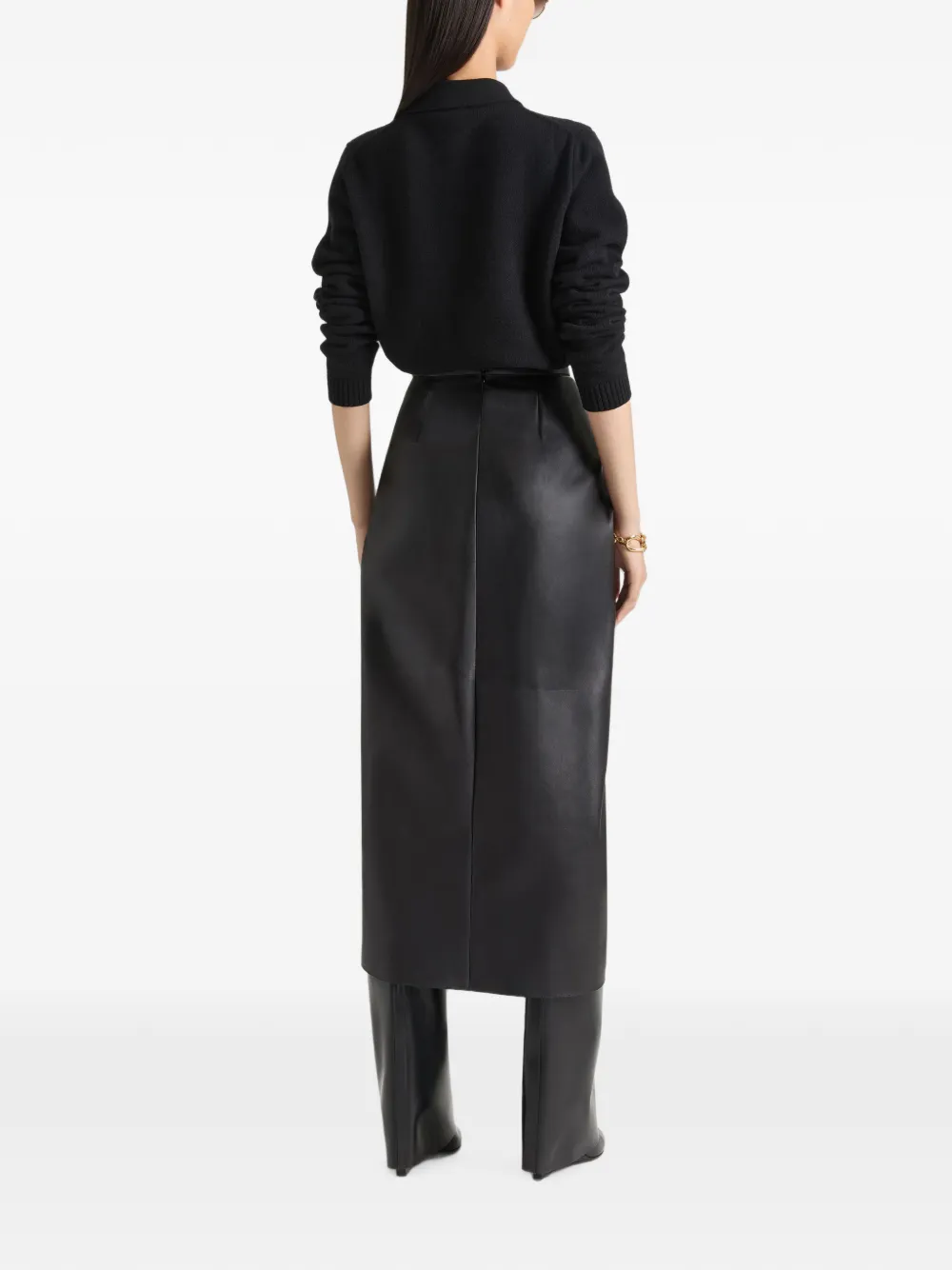 Givenchy Gedrapeerde midi-rok van nappa leer Zwart