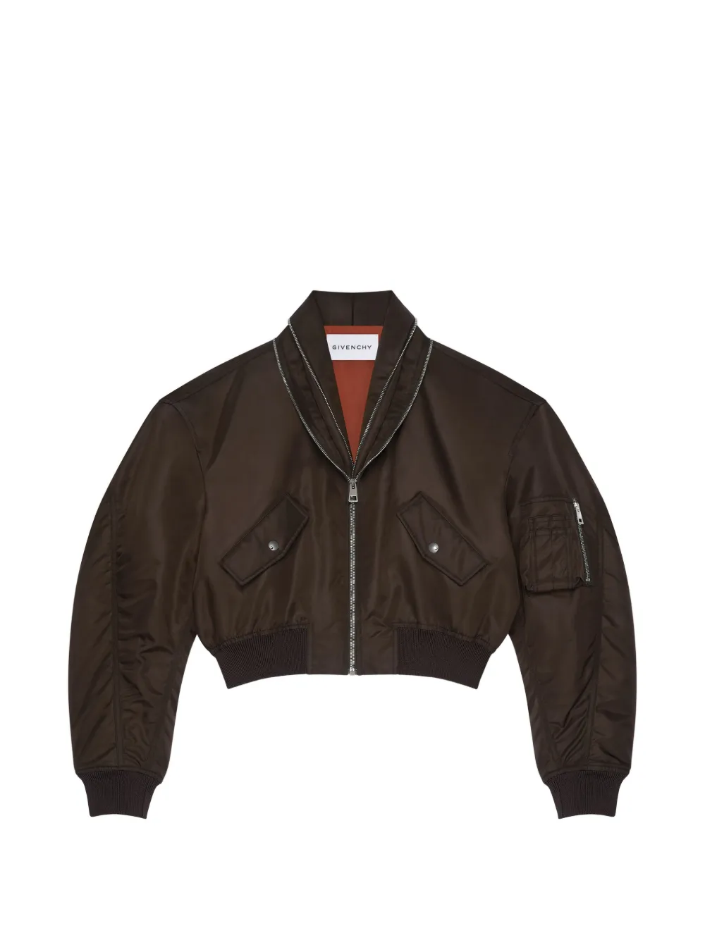 Givenchy Bomber in nylon con collo a scialle e zip - Marrone