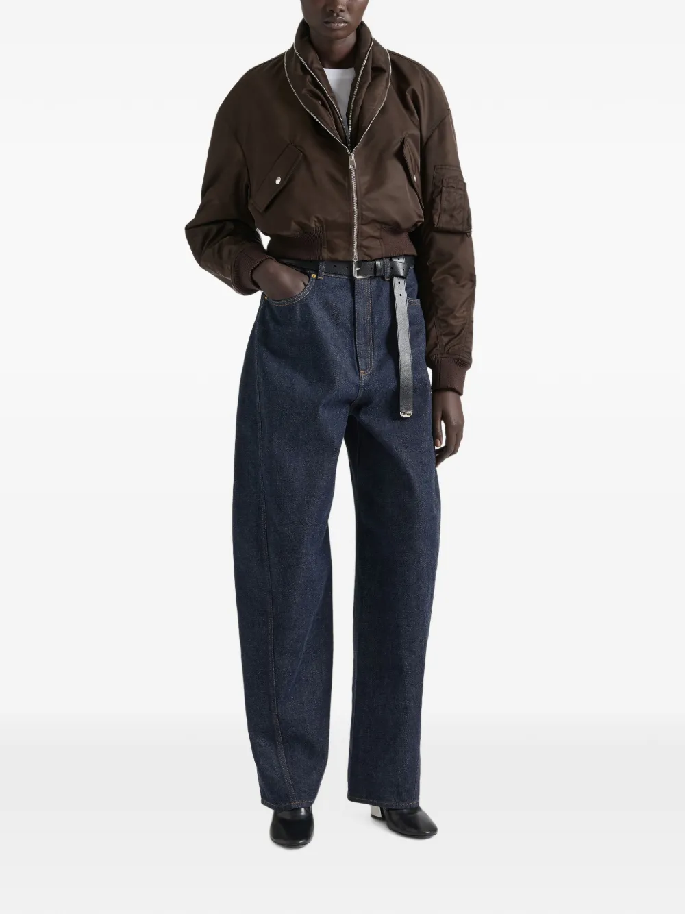 Givenchy Nylon bomberjack met sjaalkraag met rits Bruin
