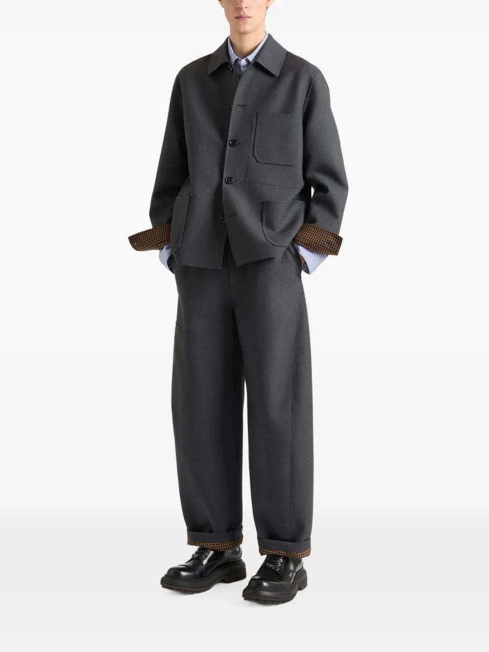 Givenchy Geruit wollen shirtjack Grijs