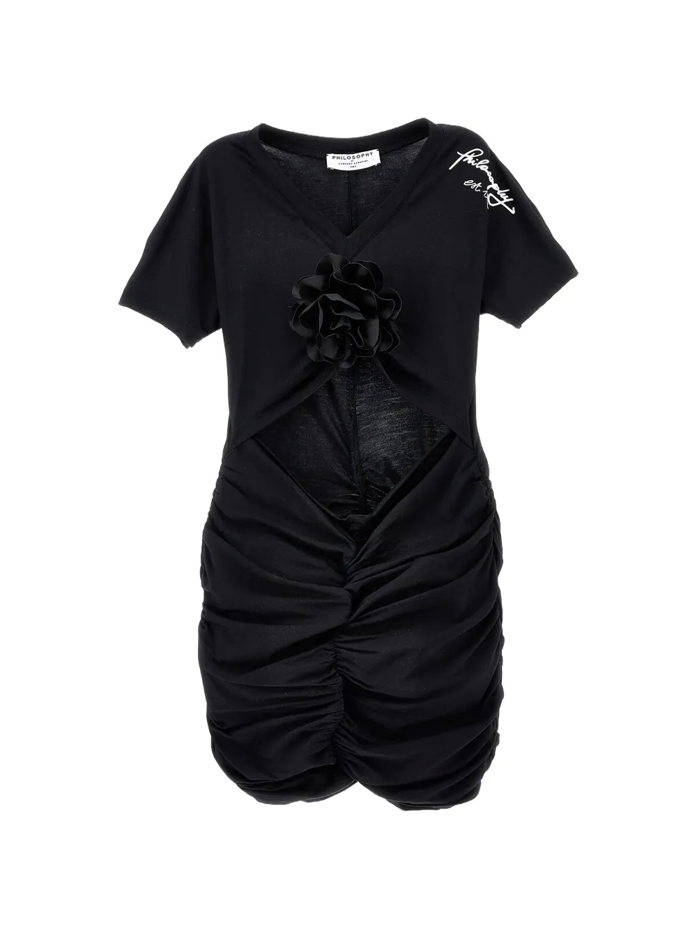 Philosophy Di Lorenzo Serafini Kids Abito lungo con applicazione a fiori - Nero
