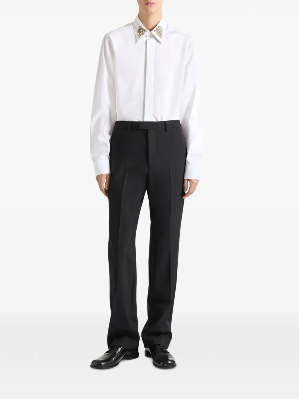 Givenchy Slim popeline overhemd met kristallen en geborduurde kraag Wit