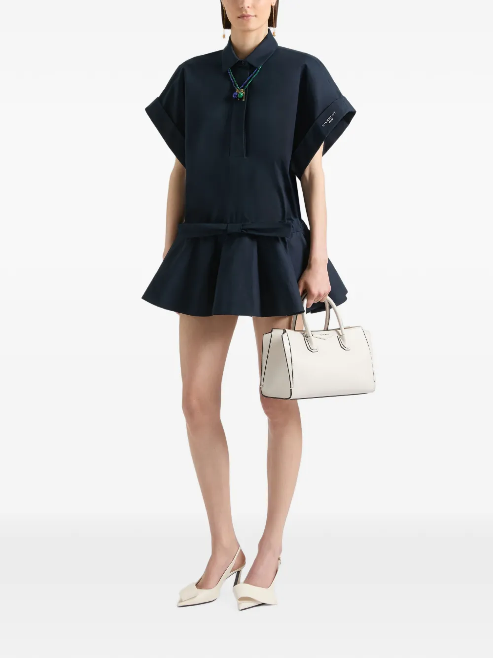 Givenchy Popeline mini-blousejurk met strik Blauw