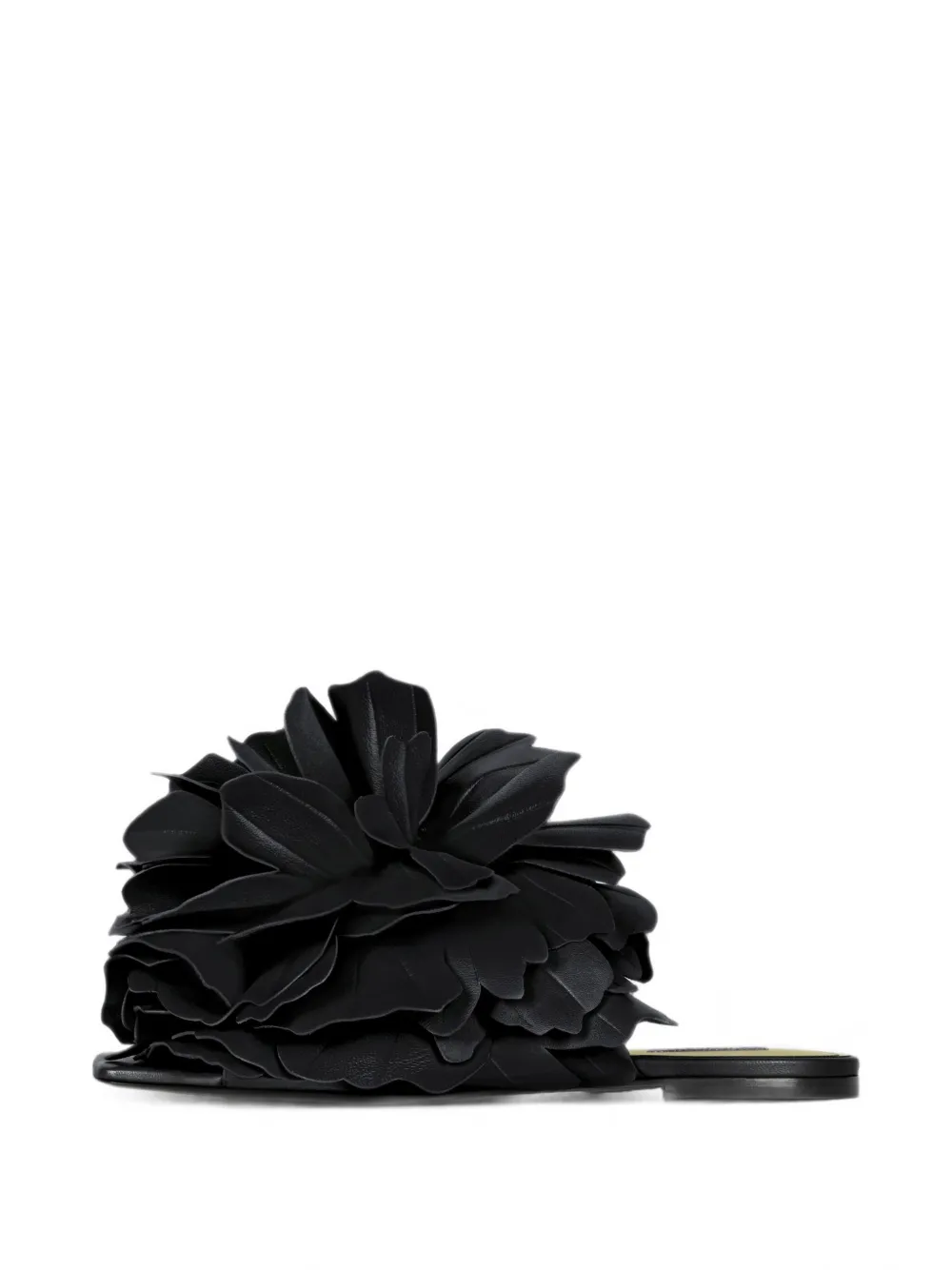 Givenchy Boudoir Flat Mules In Leather With Rose Petals In Black