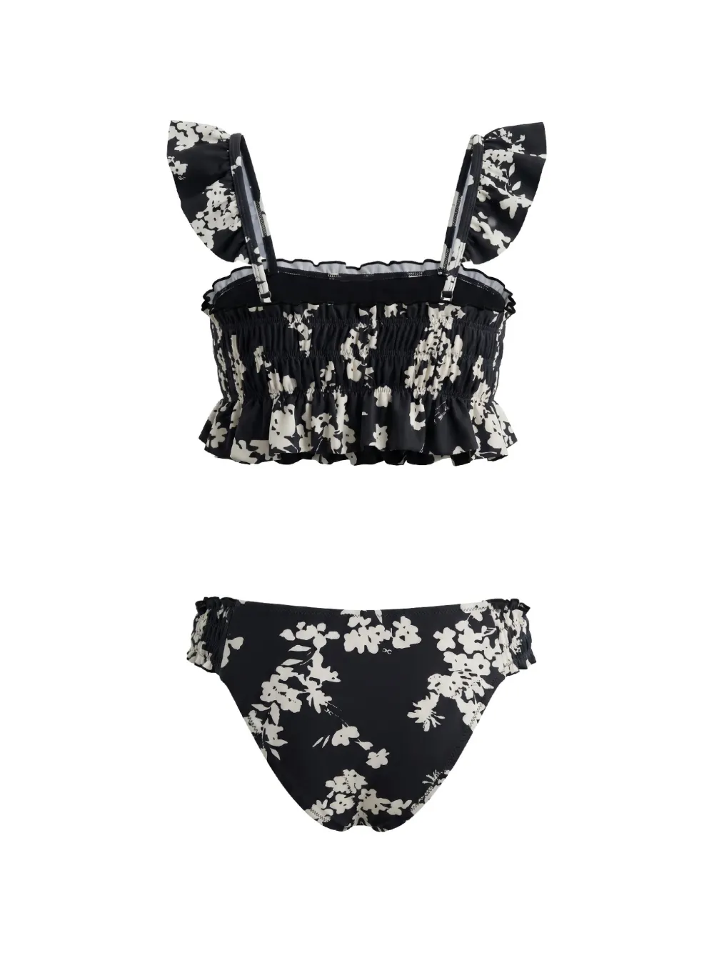 Elisabetta Franchi Kids Bikini met bloemenprint en ruches Zwart
