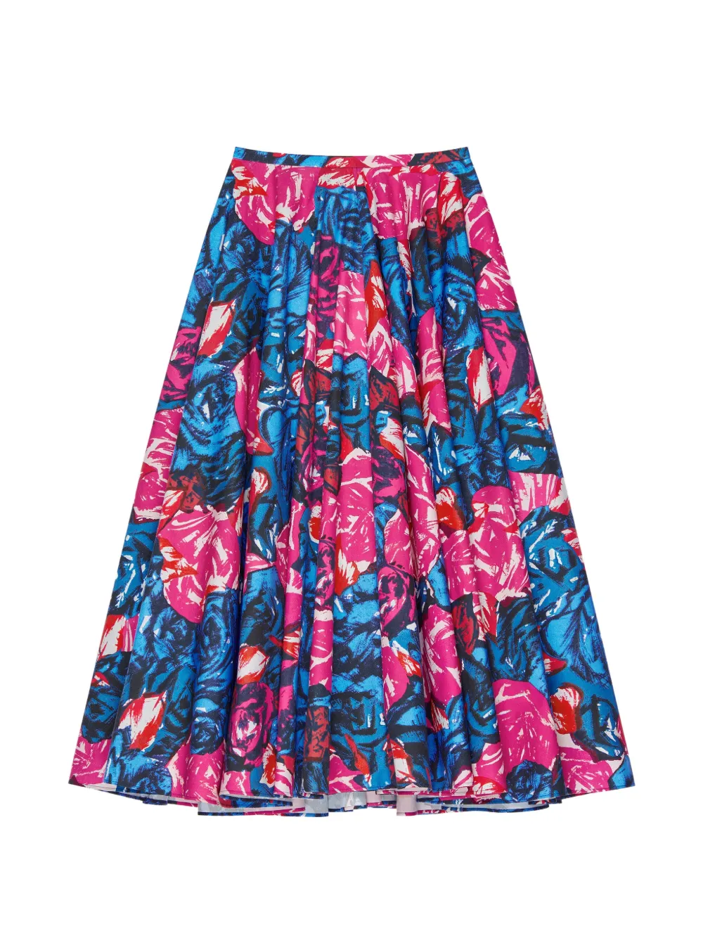 Givenchy Lange ronde rok van popeline met bloemenprint Blauw