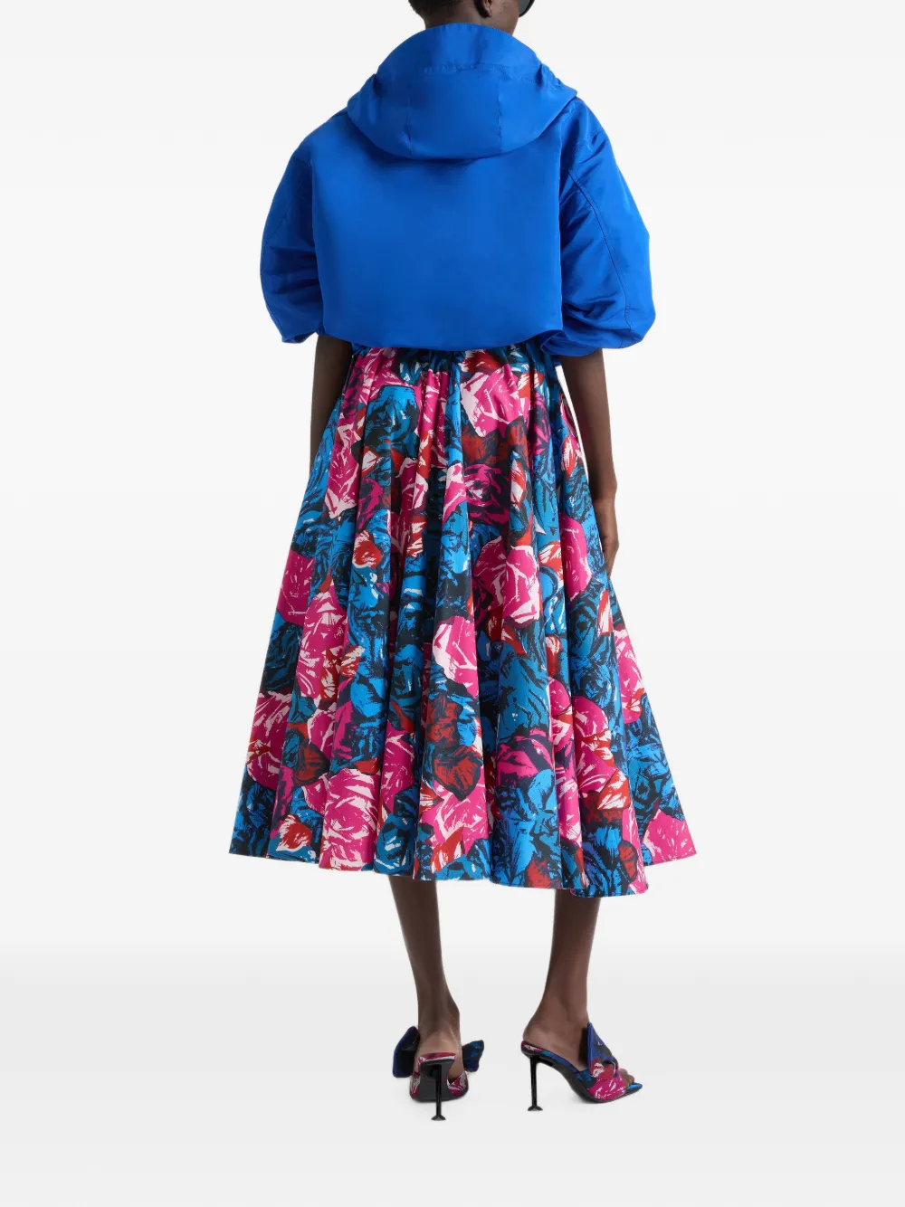 Givenchy Lange ronde rok van popeline met bloemenprint Blauw