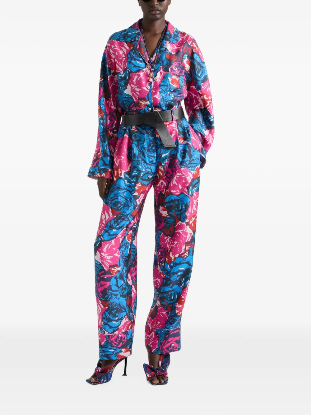 Givenchy Zijden pyjamabroek met bloemen-print Blauw