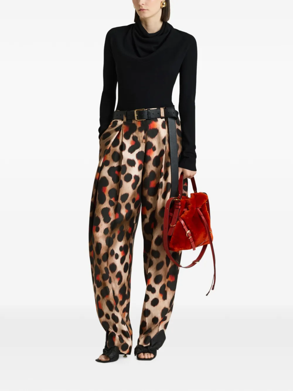 Givenchy Zijden broek met luipaard-print Bruin