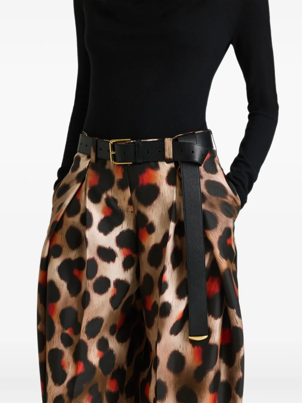 Givenchy Zijden broek met luipaard-print Bruin