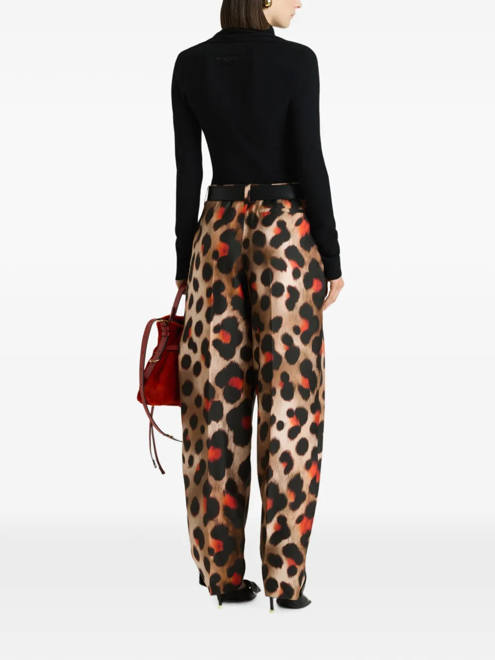 Givenchy Zijden broek met luipaard-print Bruin
