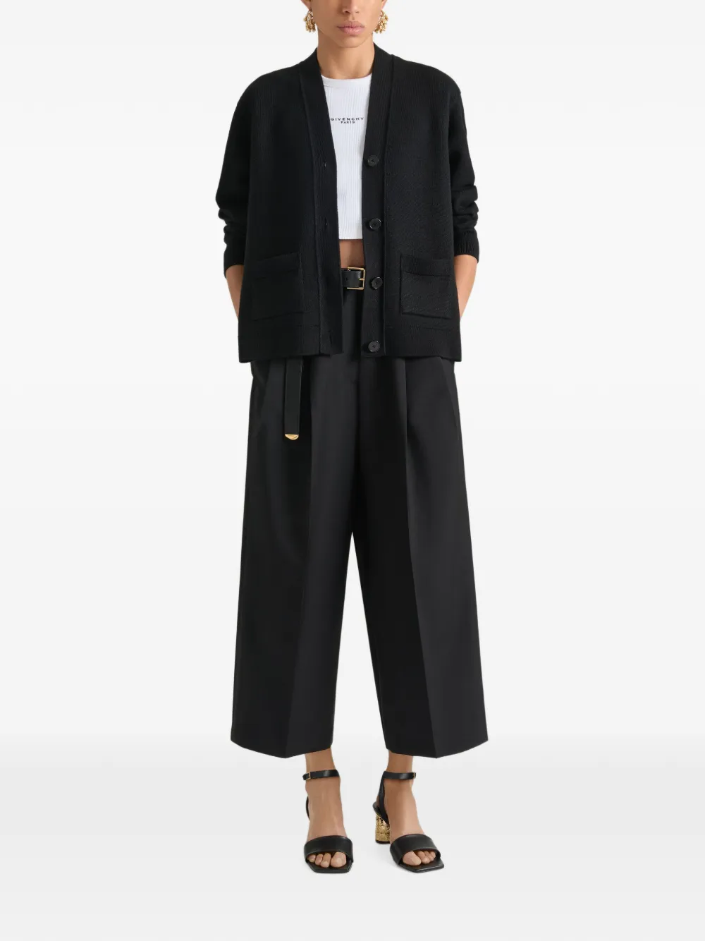 Givenchy Cropped plooibroek van wol en mohair Zwart