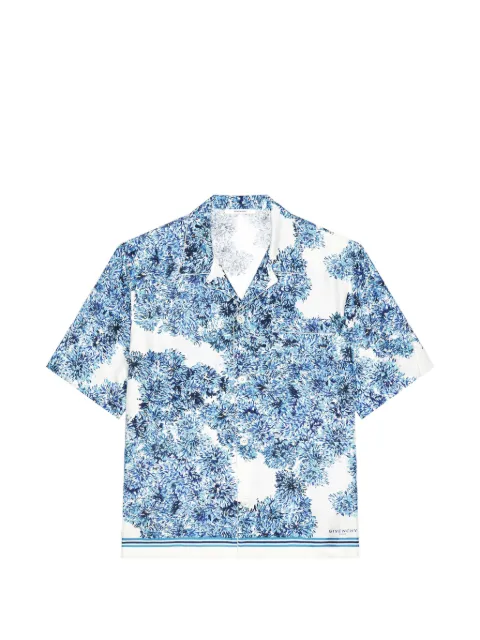 Givenchy couture seam shirt in silk with pompom print